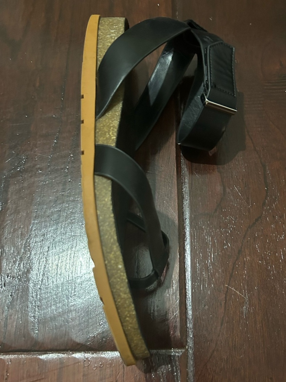 Franco Sarto Black Ankle Strap Flat Sandals Women’s Size 8.5 - Picture 3 of 6